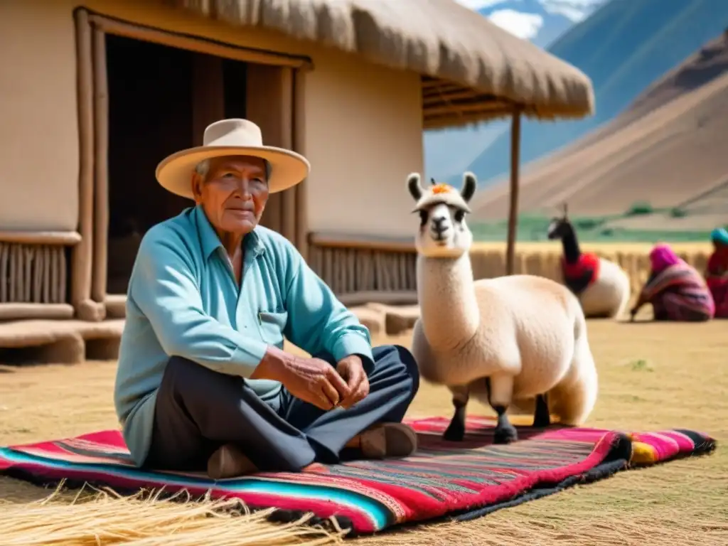 Un anciano hombre Quechua, rodeado de su familia en la comunidad, comparte la historia de sus apellidos y la tradición