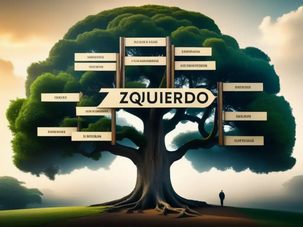 Antiguo árbol genealógico de la familia Izquierdo con ramas políticas y detalles históricos