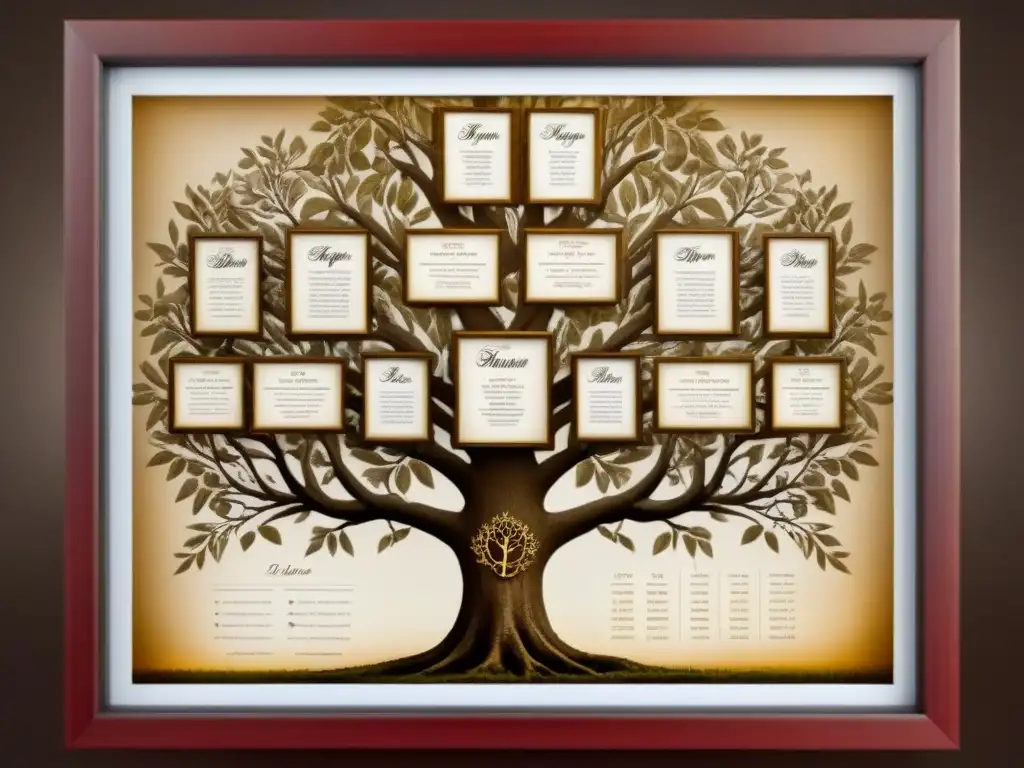 Árbol genealógico de los Linares: historia ancestral en caligrafía elegante Antiguo árbol genealógico de la familia Linares con elegante caligrafía y toques vintage