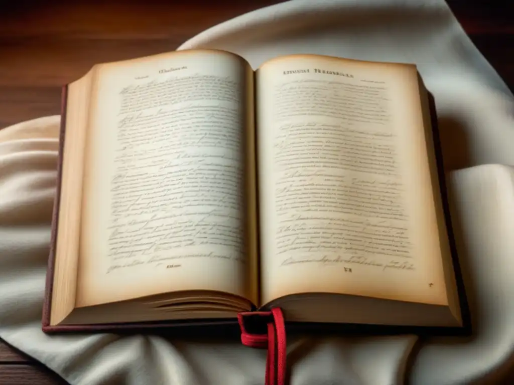 Un antiguo libro de genealogía con registros detallados, iluminado por una cálida luz