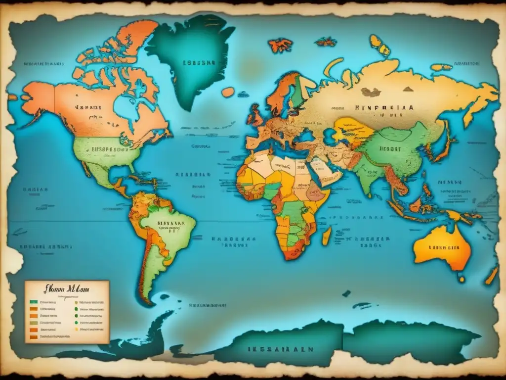 Antiguo mapa mostrando la evolución de apellidos en migración a lo largo de la historia