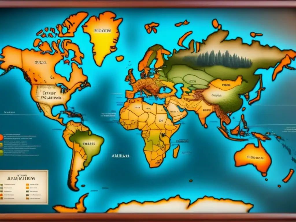 Un antiguo mapa detallado muestra la evolución de apellidos con ADN y árboles genealógicos, usando símbolos antiguos