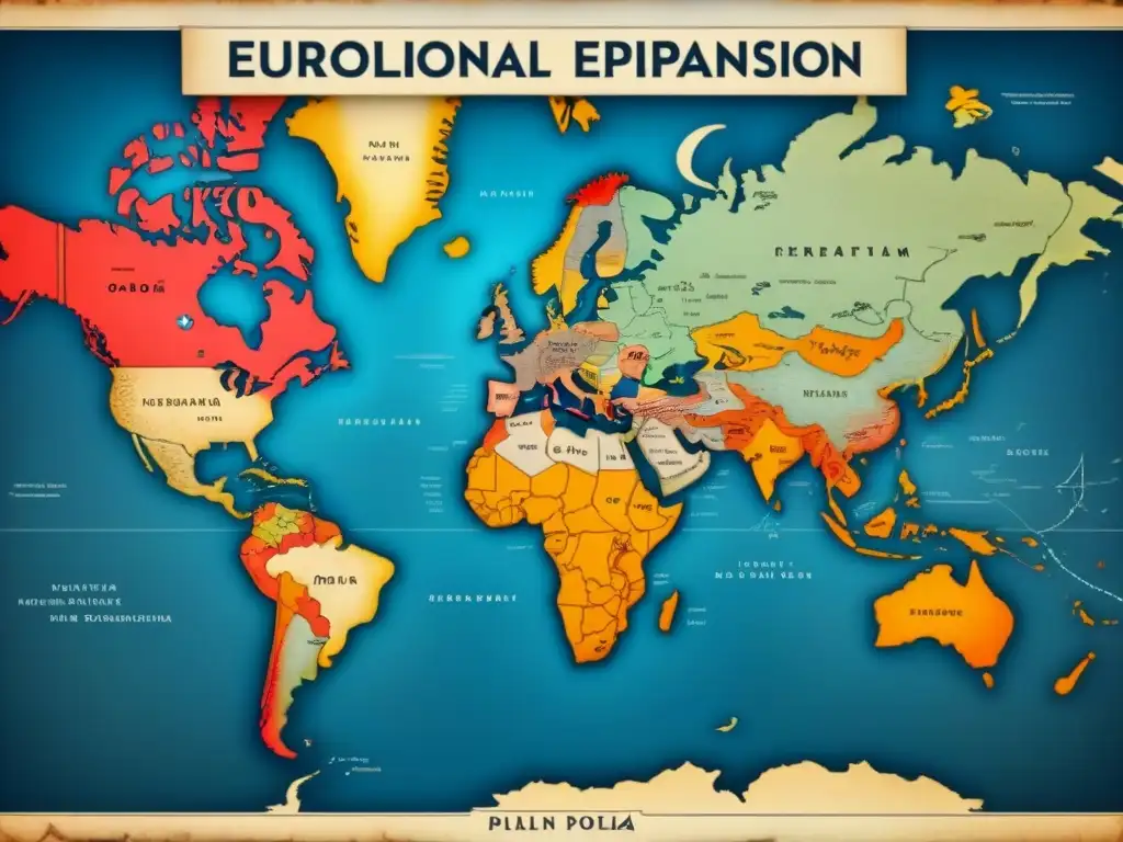 Un antiguo mapa detallado de la Era de la Exploración con impacto de eventos históricos en genealogía