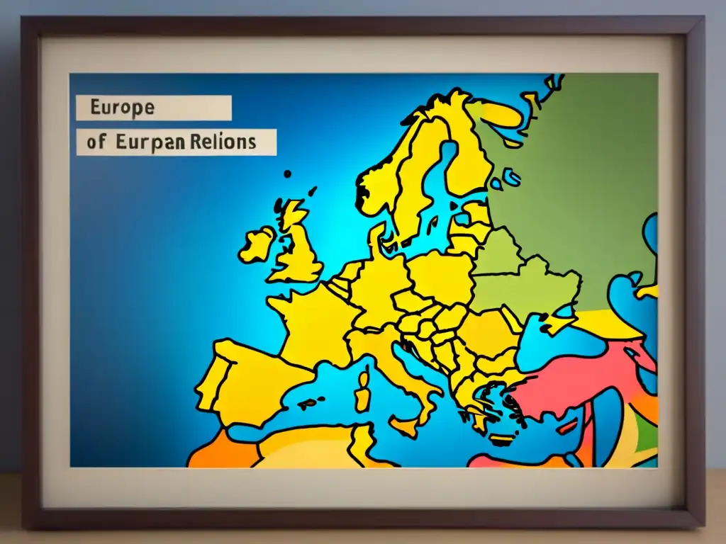 Un antiguo mapa detallado de Europa, con influencia de las Guerras de Religión