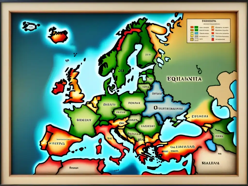 Un antiguo mapa detallado de Europa con marcadores genéticos en apellidos históricos