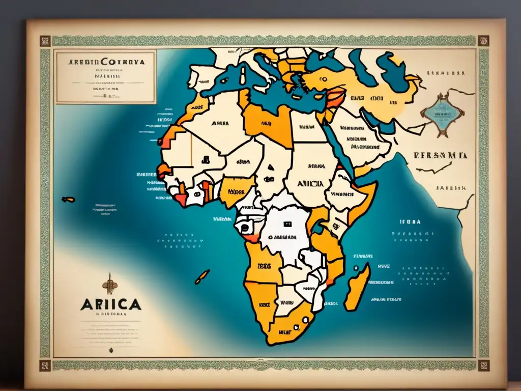 Un antiguo mapa detallado de África del Norte con influencia islámica