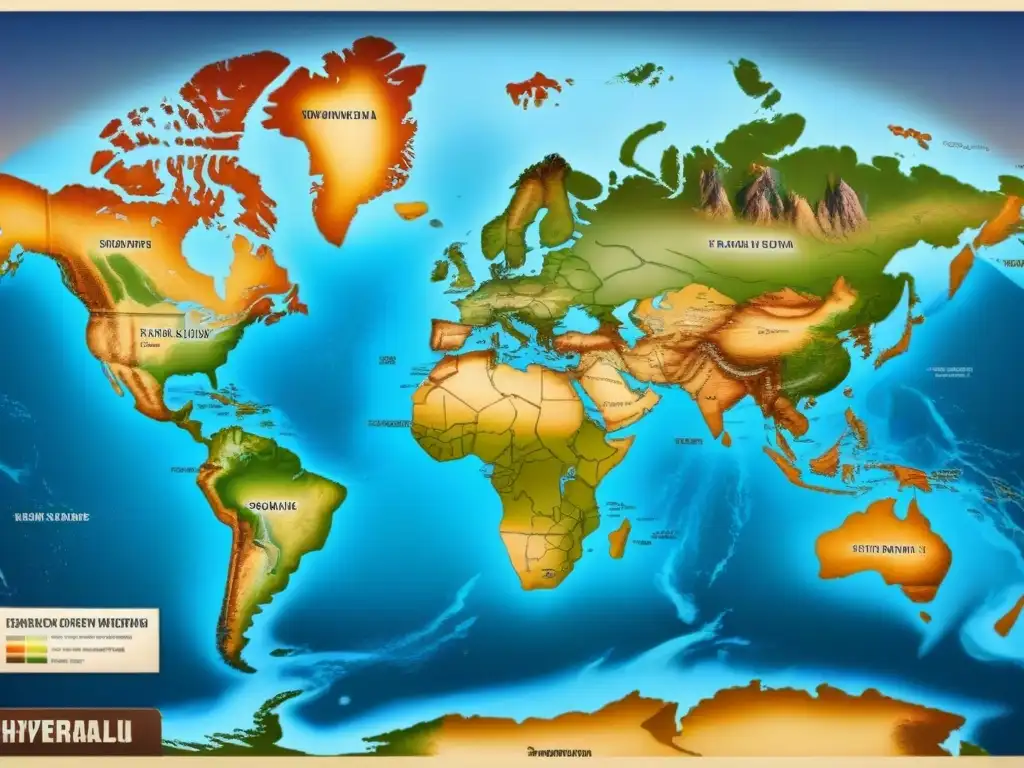 Un antiguo mapa detallado muestra rutas de migración con apellidos diversos de todo el mundo, historia apellidos migraciones diversificación