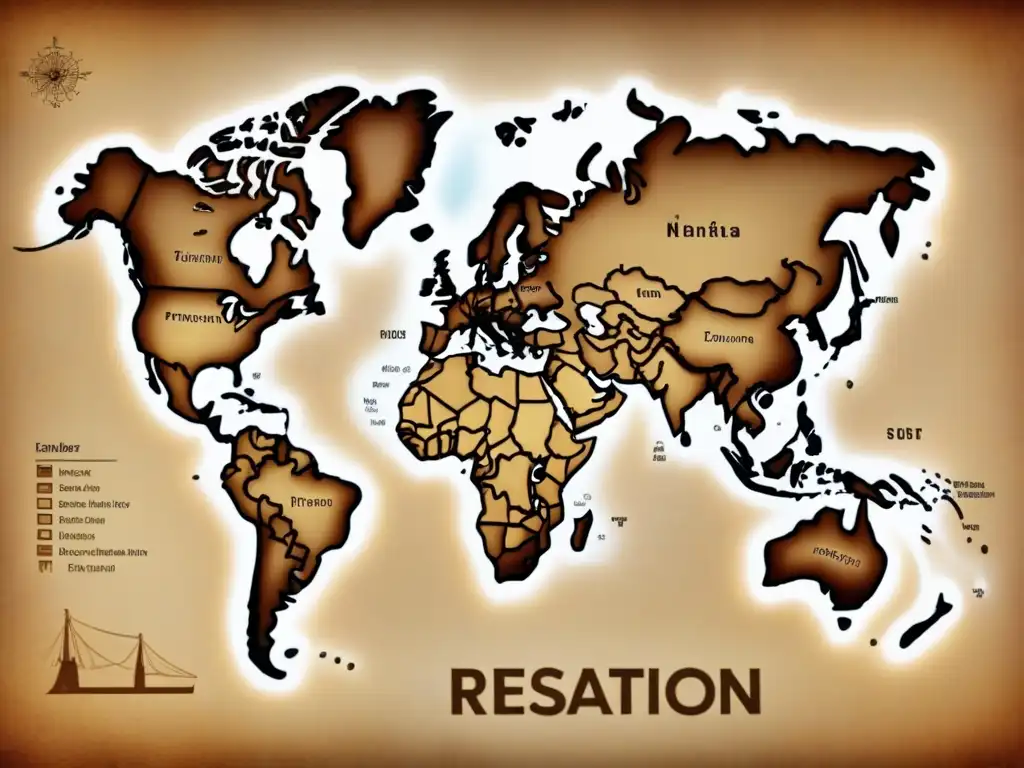 Un antiguo mapa detallado muestra las rutas de migración de apellidos resilientes, con símbolos de adaptación y fuerza