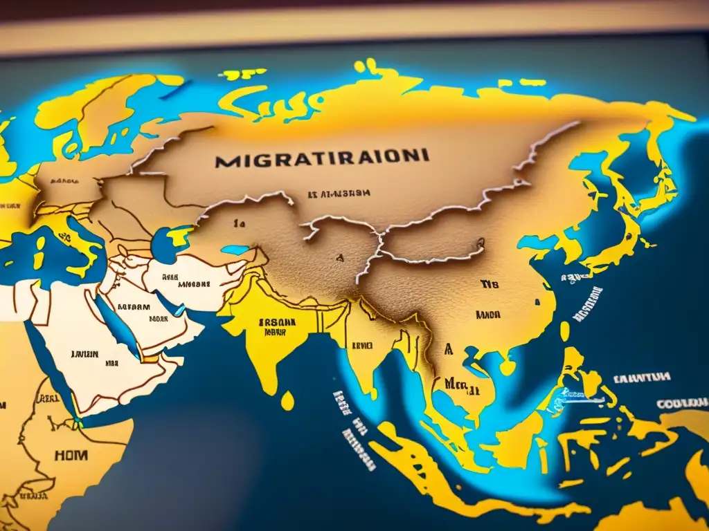 Un antiguo mapa detallado en 8k muestra rutas de migración y evolución de apellidos en la historia apellidos migración lingüística