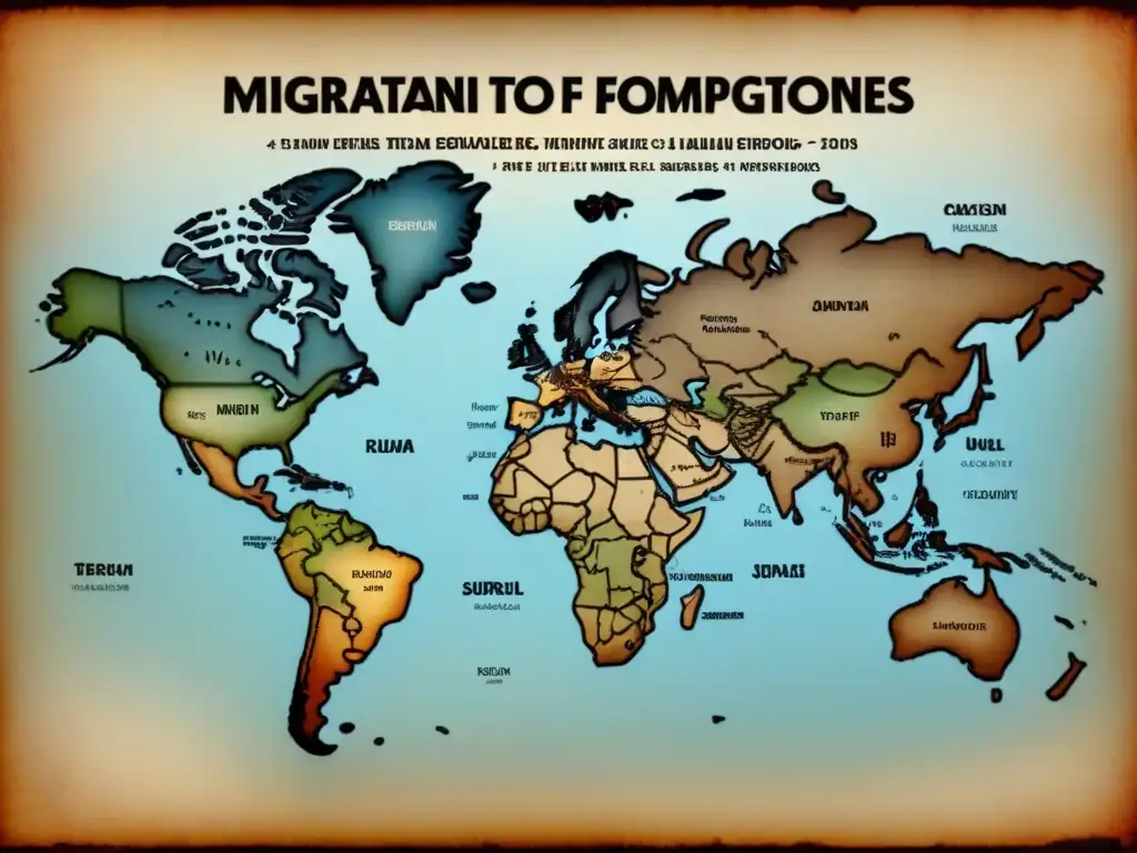 Un antiguo mapa detallado muestra rutas migratorias de grupos ancestrales y su relación con la evolución de apellidos