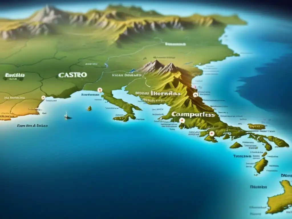 Un antiguo mapa detallado de los territorios controlados por el linaje Castro