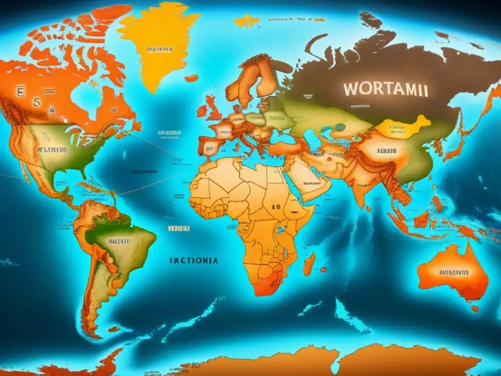 Un antiguo mapa del mundo con detalles intrincados en tonos sepia, entrelazado con ADN resaltando la diversidad cultural