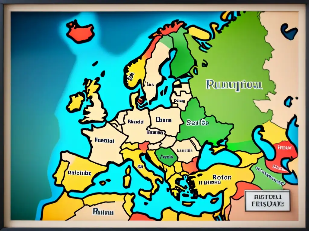 Un antiguo mapa sepia de Europa del siglo XVIII con fronteras detalladas, nombres de ciudades y rutas marítimas