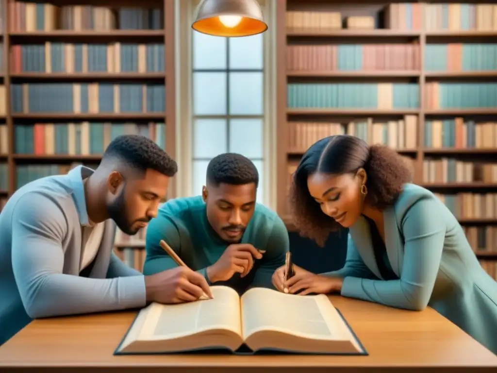 Explorando el árbol genealógico juntos en una acogedora biblioteca con Kits ADN para genealogía familiar