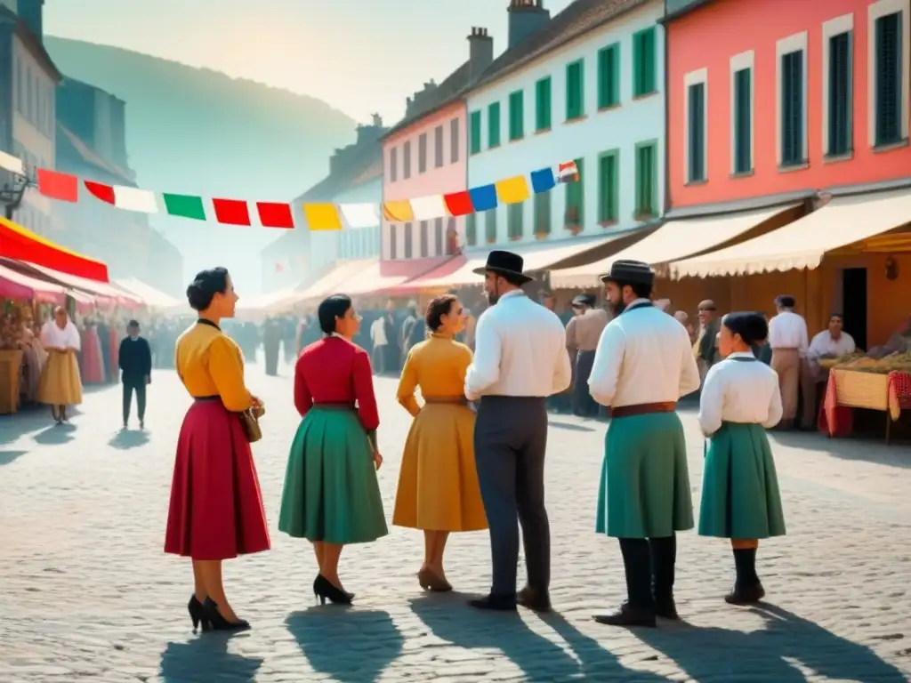 Bienvenidos a la Feria de los Apellidos con 'M' en un bullicioso pueblo europeo con historia apellidos regiones origen M