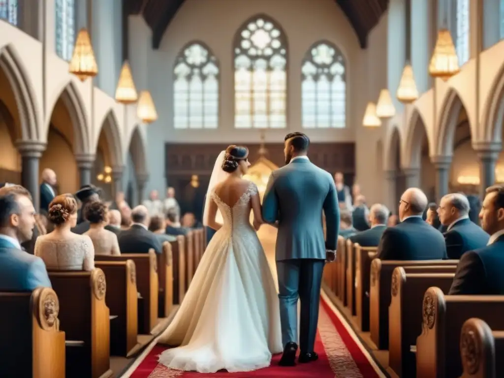 Una boda elegante en una iglesia histórica del siglo XX