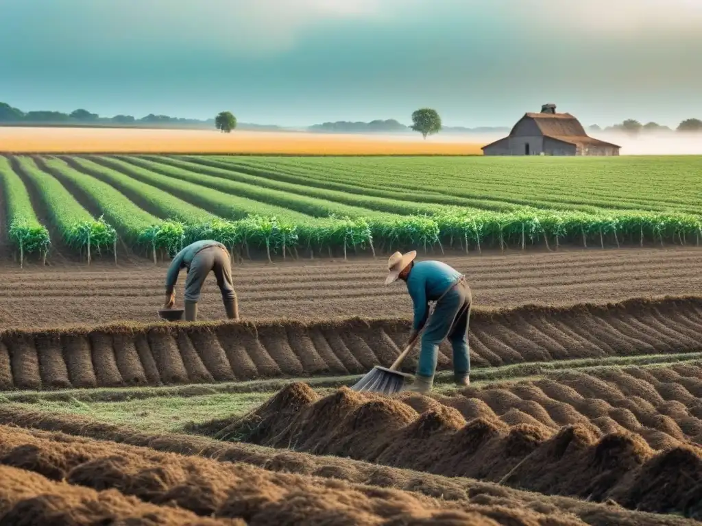 Ilustración detallada de época durante la Revolución Agrícola