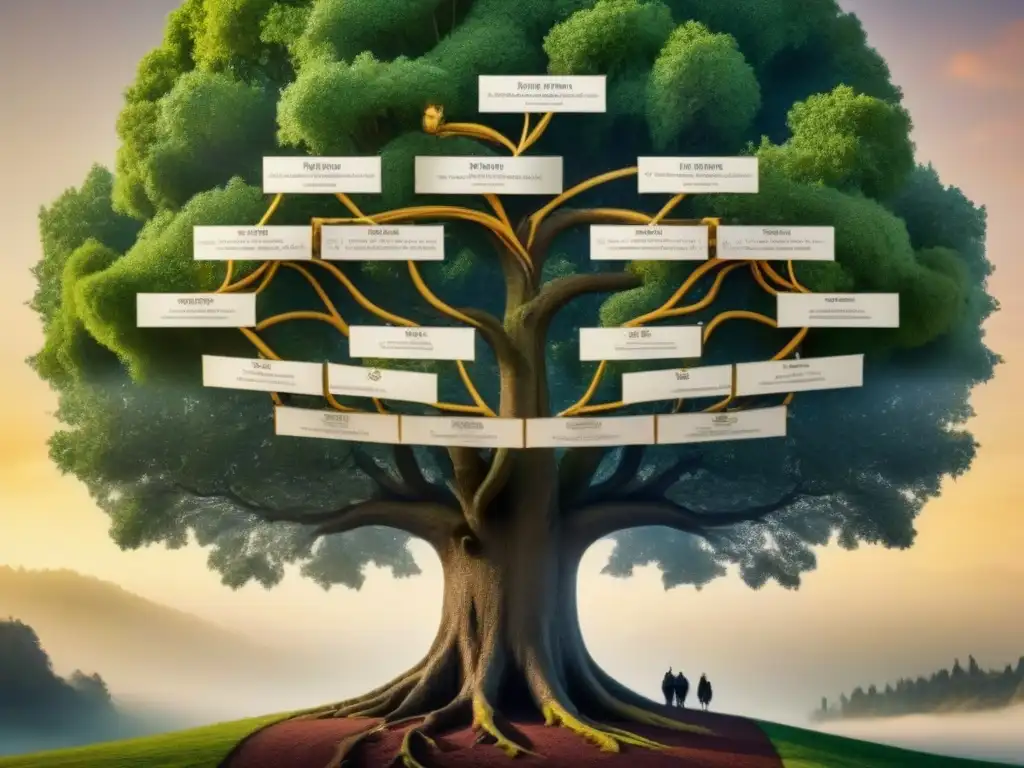 Una detallada genealogía estilo vintage de la familia Habsburgo, resaltando la historia de los apellidos Habsburgo en Europa