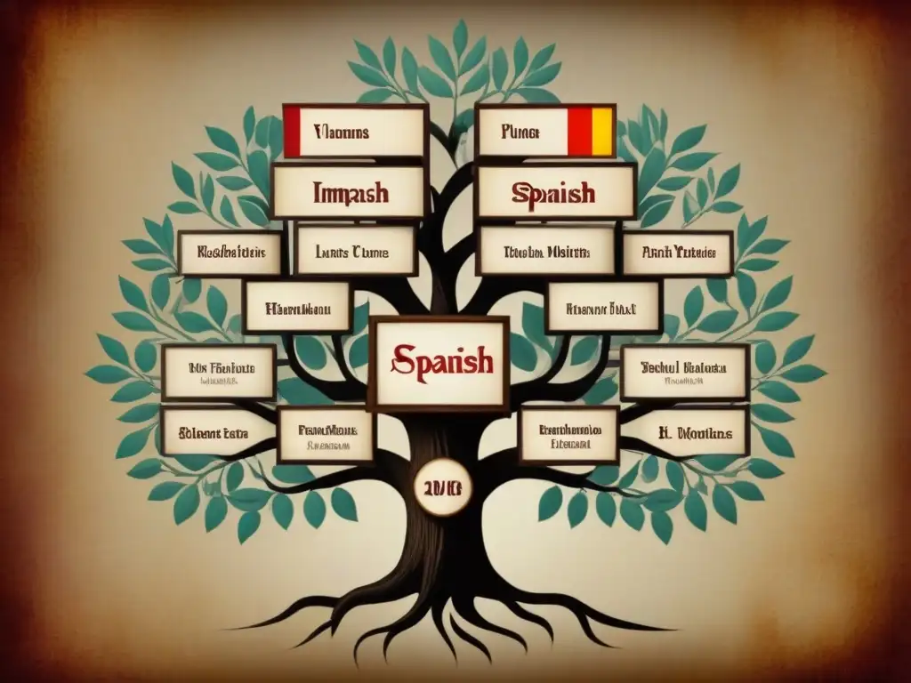 Detallada genealogía de nobleza española con vestimenta tradicional y fondo pergamino en 'Limpieza de sangre en apellidos'