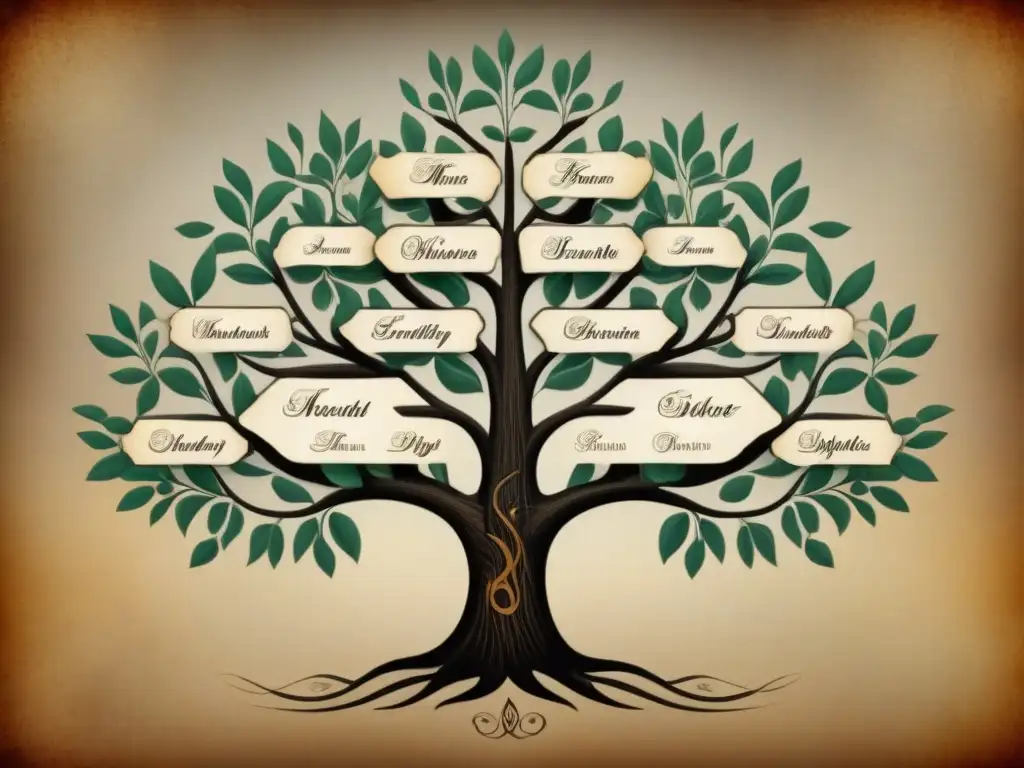 Árbol genealógico vintage de la familia Ulises: historia ancestral detallada con caligrafía y retratos de época Detallada historia del apellido Ulises en árbol genealógico vintage con caligrafía y retratos de ancestros