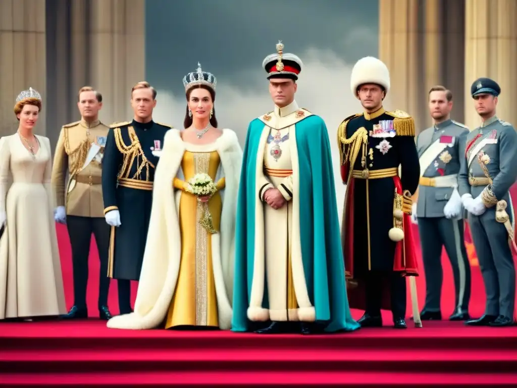 Coronación del Rey George VI: ilustración vintage detallada Ilustración detallada de la coronación del Rey Jorge VI del Reino Unido, con vestimenta real y entorno ceremonial