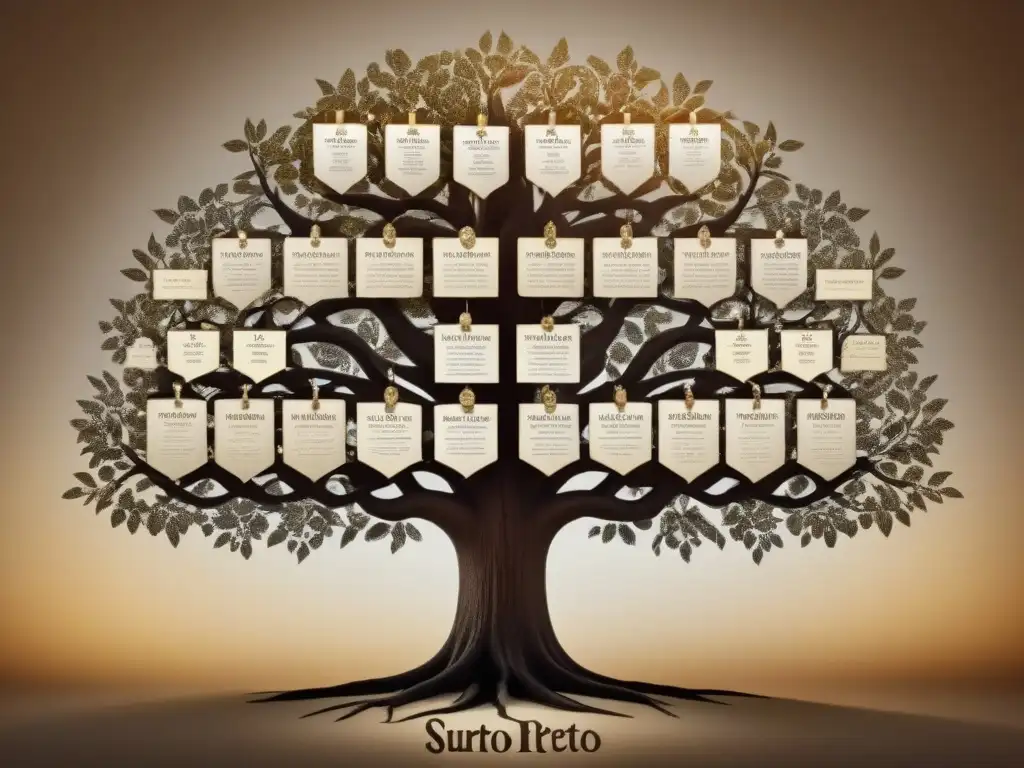 Un detallado árbol genealógico vintage del apellido 'Prieto', evocando historia y tradición