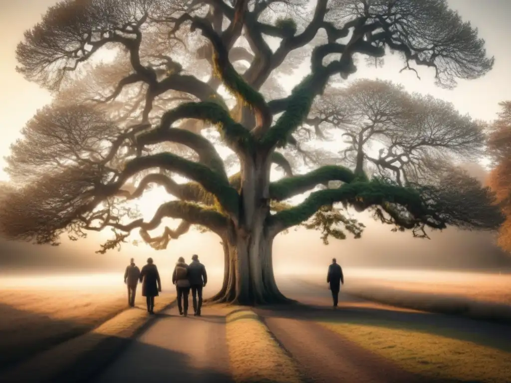 Detallado árbol genealógico vintage de los Walker con tonos sepia, destacando la historia de los apellidos Walker