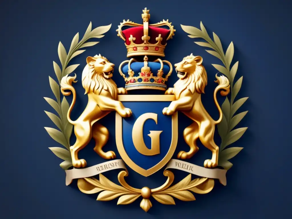 Escudo de armas vintage: símbolo de poder y nobleza Detallado escudo de armas vintage con diseños intrincados simbolizando poder y herencia