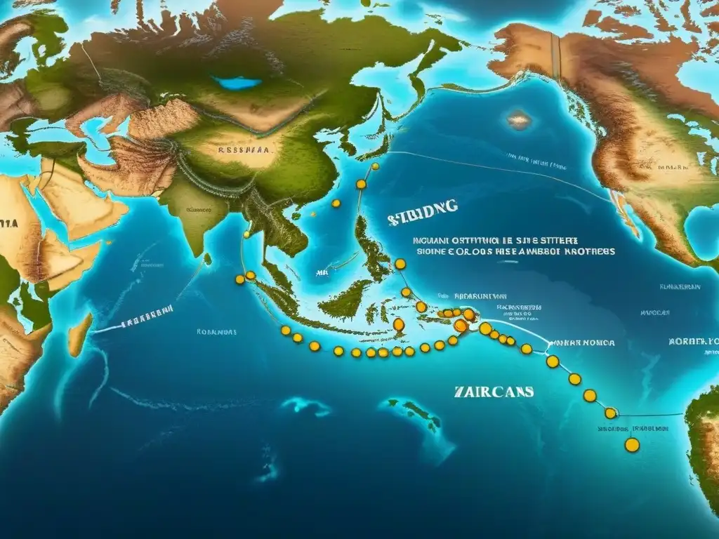 Detallado mapa vintage de la evolución de apellidos a través de las migraciones de antepasados en tonos beige y marrón