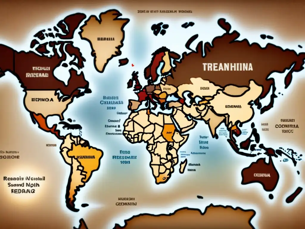 Un detallado mapa vintage que muestra la evolución de apellidos en diferentes regiones debido a conflictos políticos