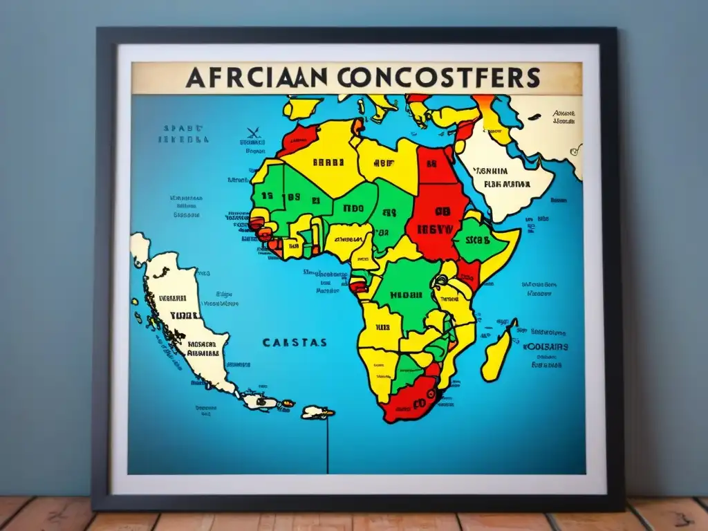 Un detallado mapa vintage de la costa africana mostrando la Evolución de apellidos costa africana