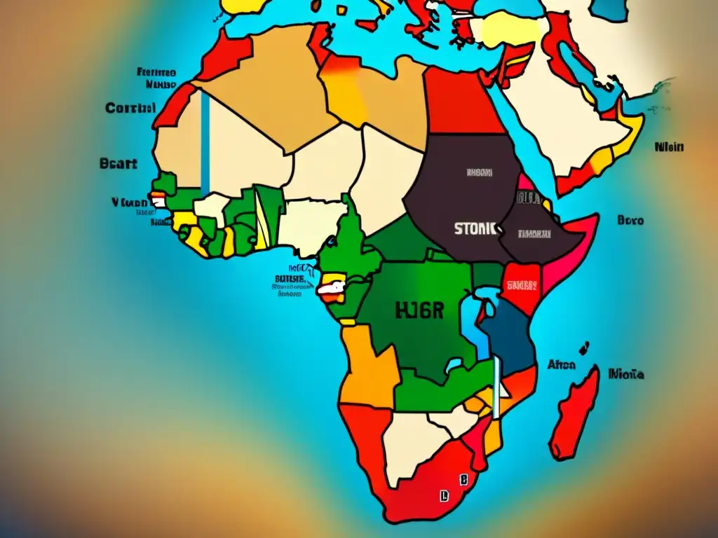 Un detallado mapa vintage de África resaltando la diversidad cultural y regional