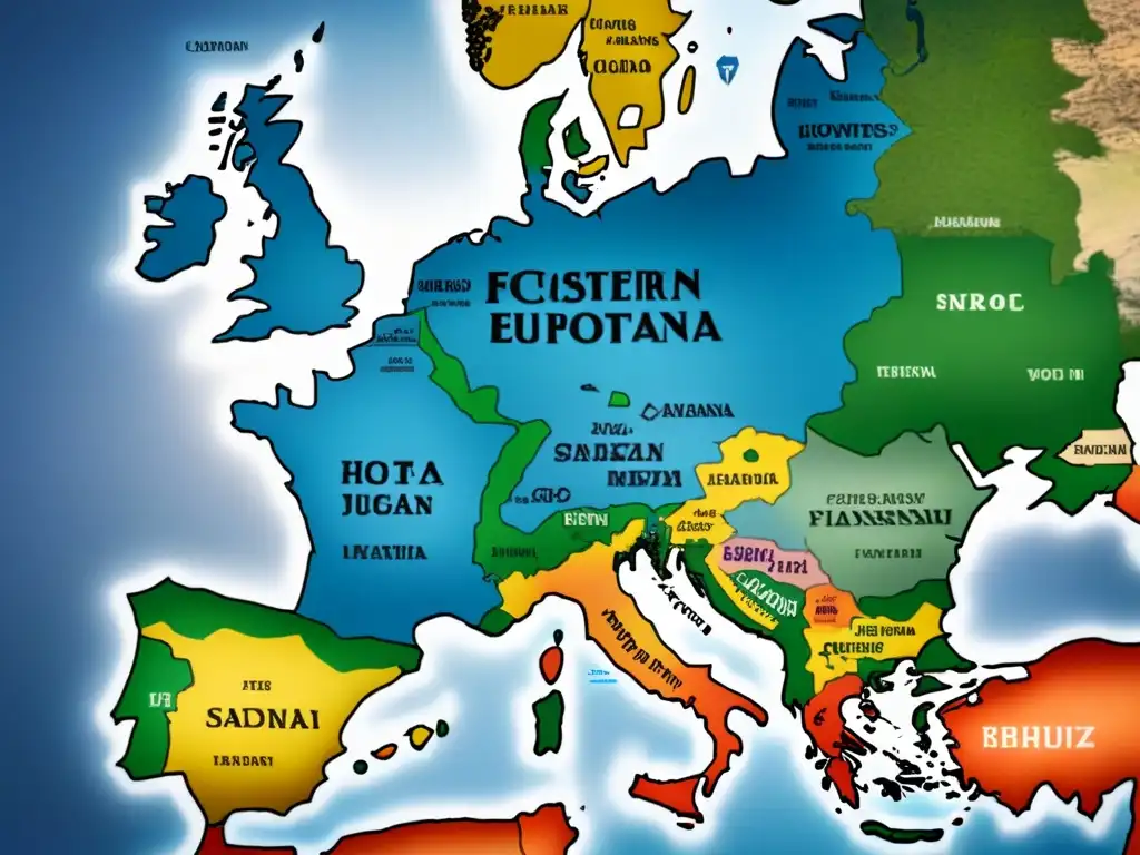 Detallado mapa vintage de Europa del Este con historia de apellidos judíos ashkenazí