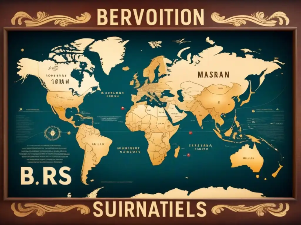 Un detallado mapa vintage muestra la evolución y migración de apellidos con la letra 'B'