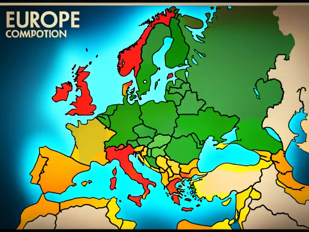 Detallado mapa vintage de Europa mostrando patrones migratorios de apellidos turcos en el continente