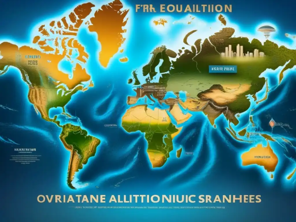 Detallado mapa vintage de rutas migratorias con nombres familiares históricos y caligrafía que muestra la evolución de apellidos