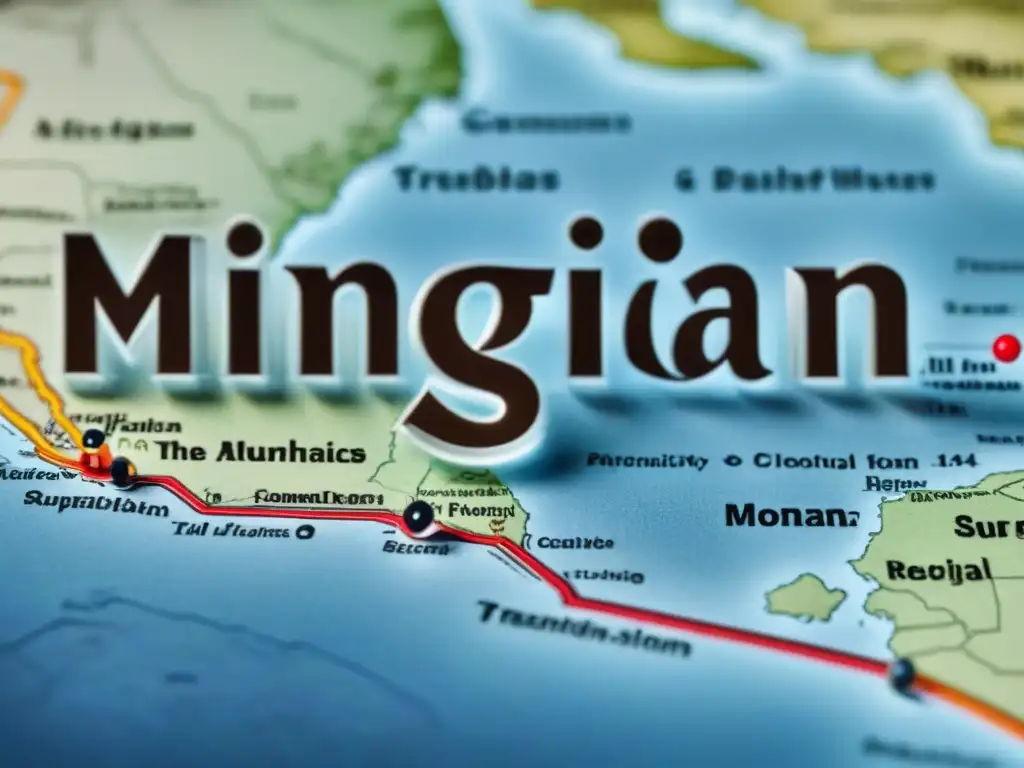 Detalle de mapa vintage con la letra 'M' en distintos estilos caligráficos, resaltando la diversidad de apellidos con 'M'