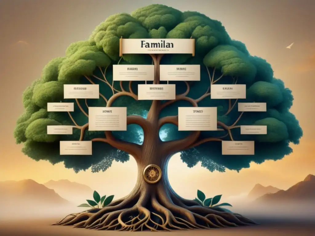 Detalle vintage de un árbol genealógico de la familia Jordán, revelando conexiones sorprendentes