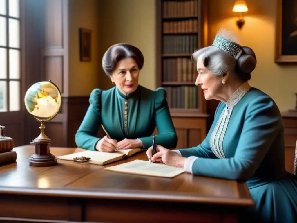 Emmeline Pankhurst lidera una discusión familiar en un ambiente académico