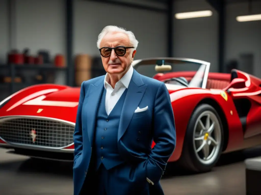 Enzo Ferrari discute diseño con su equipo en fábrica de Maranello, Italia