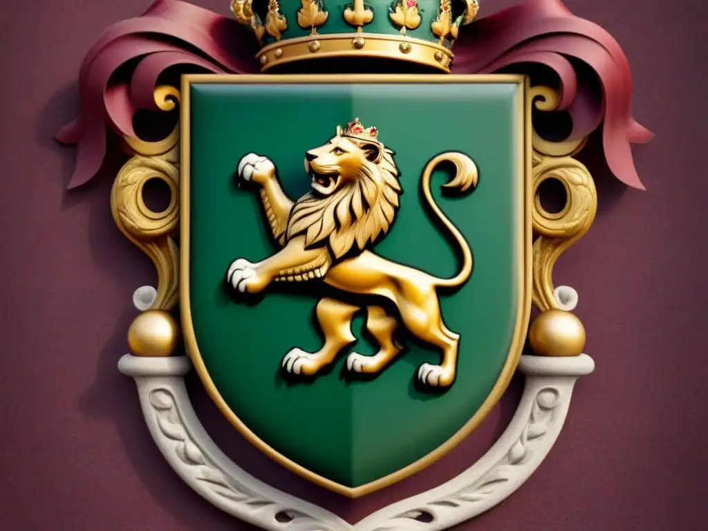 Un escudo de armas medieval detallado de la familia Zúñiga, con leones, castillos y símbolos heráldicos en colores ricos y desgastados