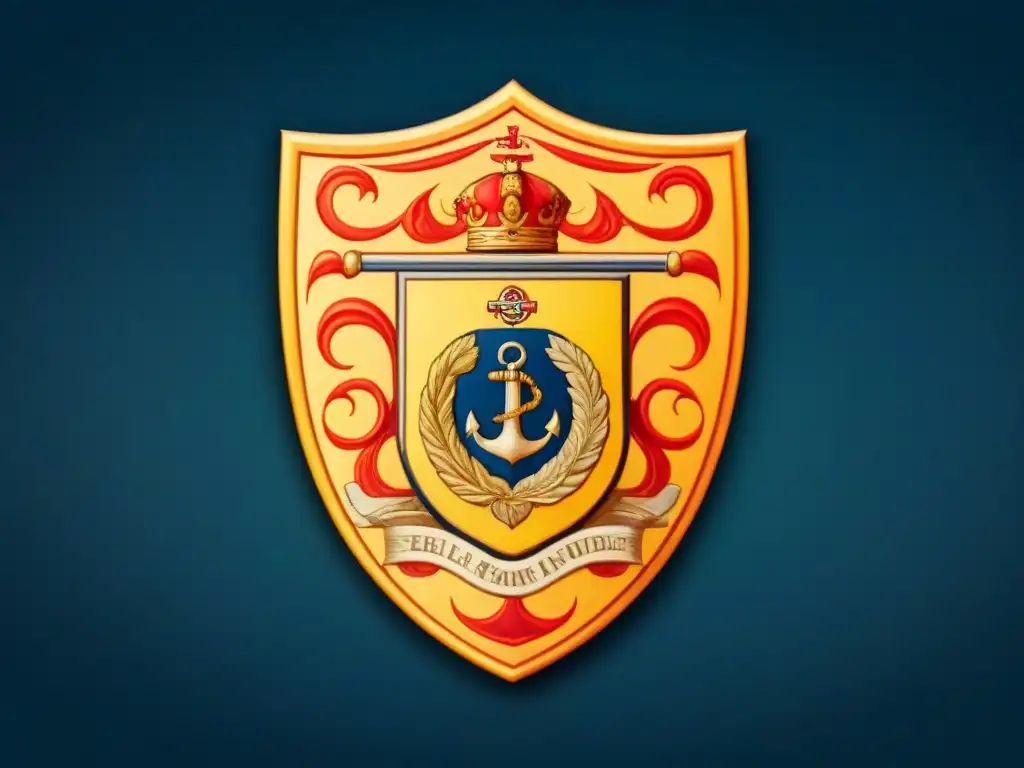 Escudo de la familia Del Mar con símbolos marítimos detallados, historia del apellido Del Mar