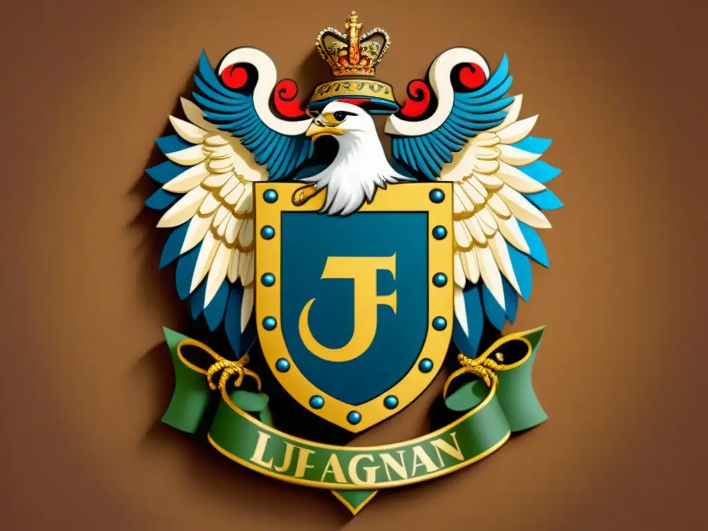 Escudo de la familia Luján en Latinoamérica con motivos tradicionales y símbolos indígenas