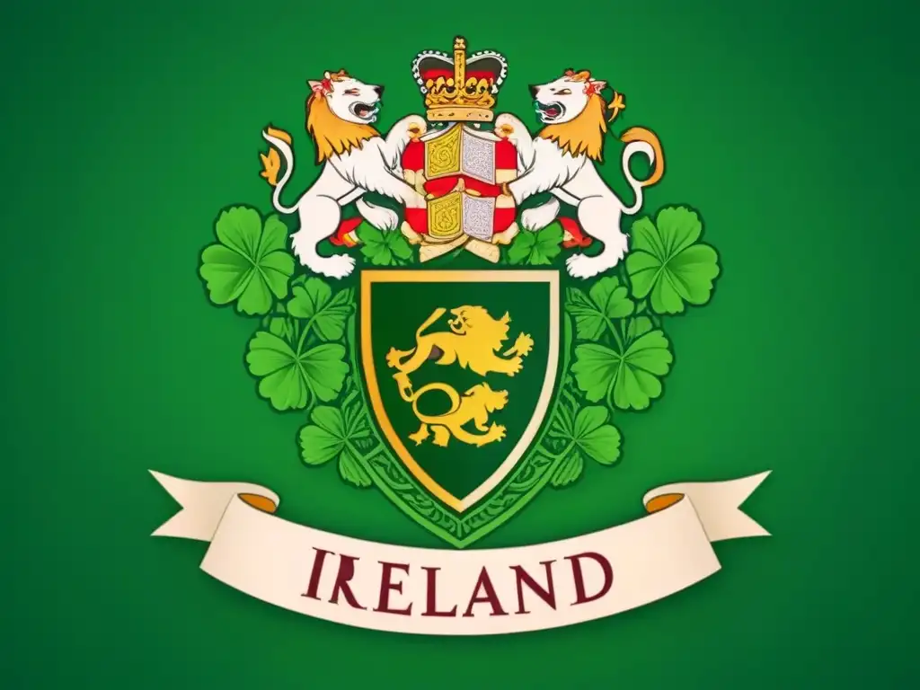 Un escudo familiar irlandés detallado con los apellidos Kilpatrick, Keegan y Kelley, con símbolos celtas y un león majestuoso