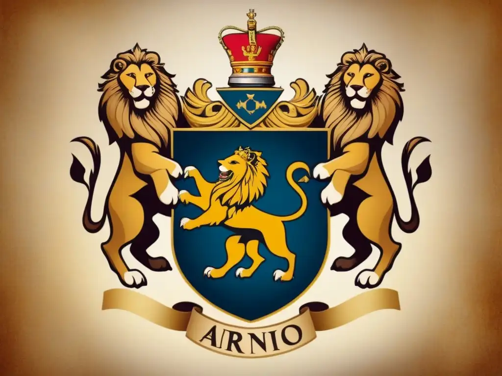 Un escudo familiar majestuoso con diseño detallado, destacando el nombre 'Alfonso'