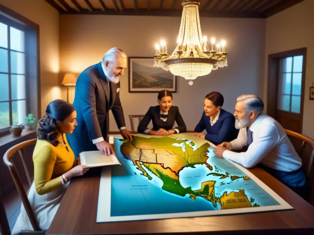 Una familia reunida en torno a una mesa, explorando la historia de apellidos en minería