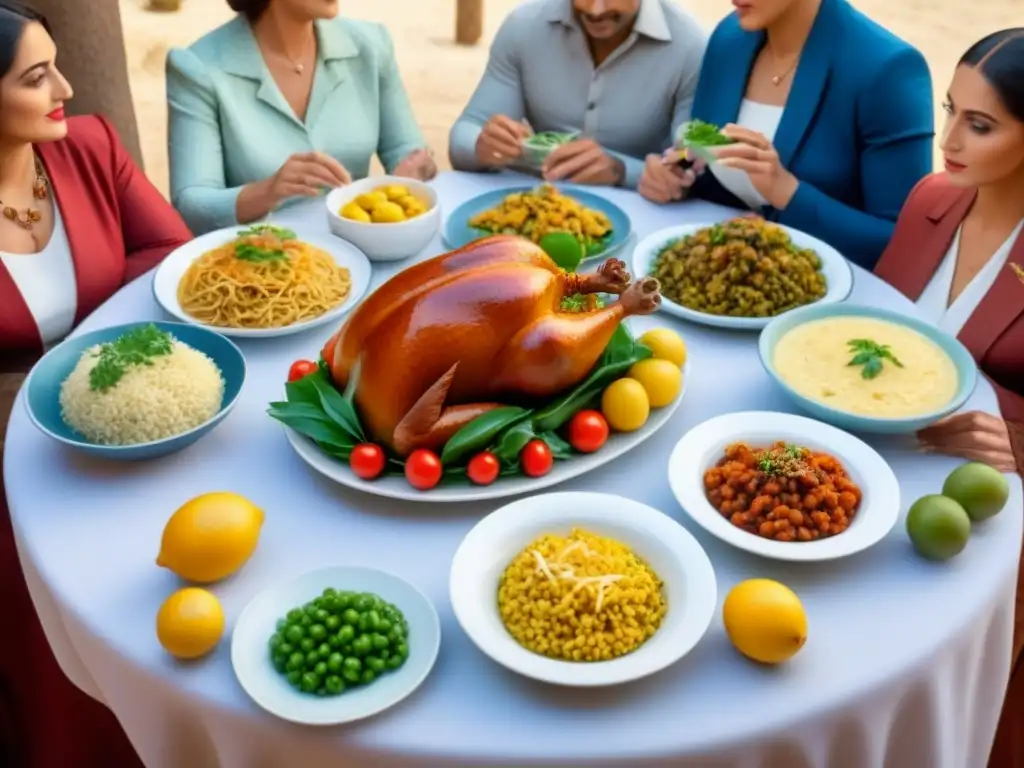 Una familia siciliana disfruta de platos tradicionales en un ambiente cálido y acogedor que refleja el origen del apellido en Sicilia