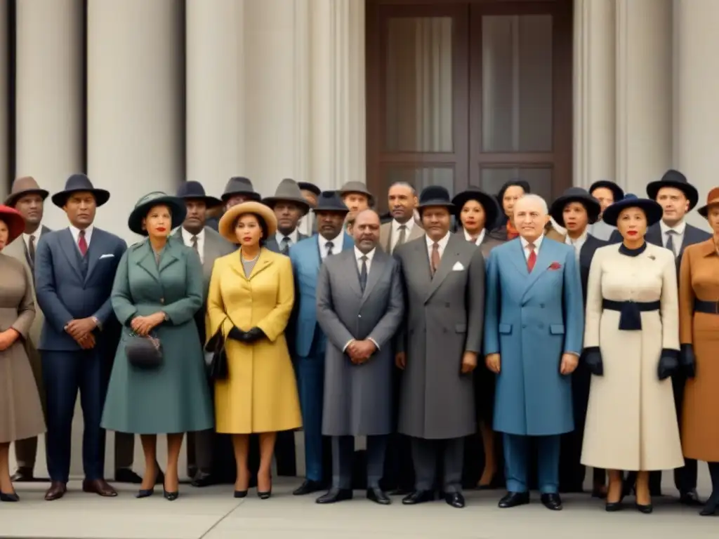 Un grupo diverso espera cambiar sus apellidos en una oficina gubernamental, reflejando el impacto político del siglo XX