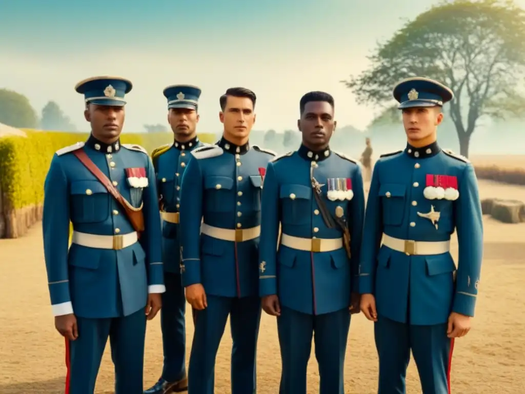 Un grupo de soldados en uniforme posa orgulloso frente a un cuartel militar