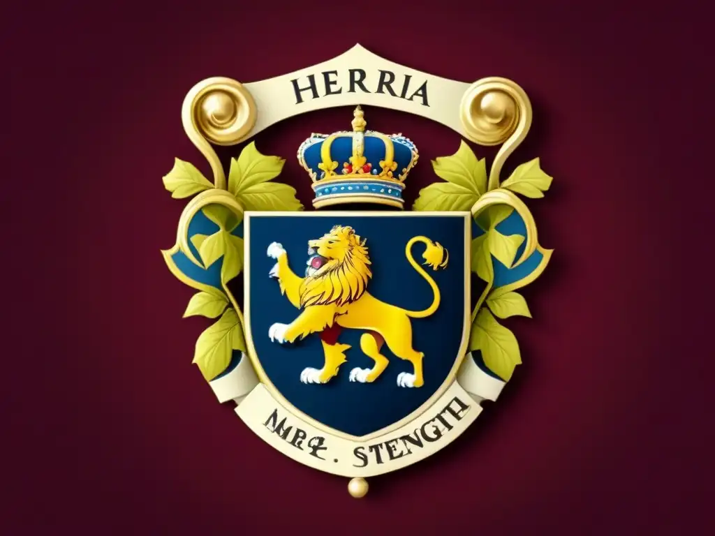 Escudo de la familia Herrera: Tradición y nobleza en detalle 8k Historia del apellido Herrera: Detallado escudo familiar con leones, castillos y árboles de roble en colores ricos como el burdeos, oro y azul marino